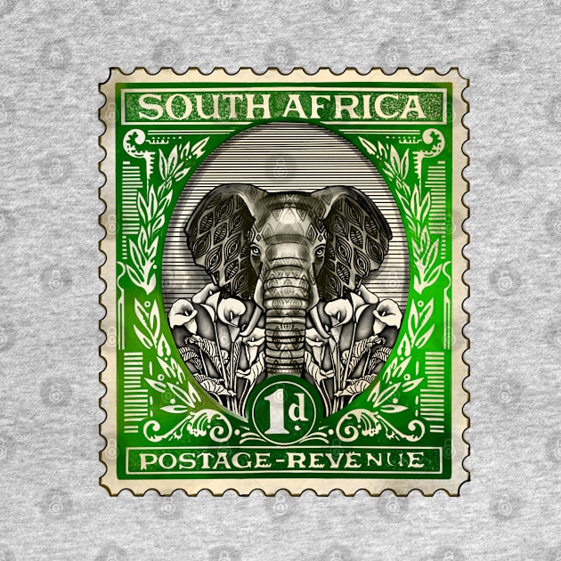 African Elephant Stamp by Marike Korting Art